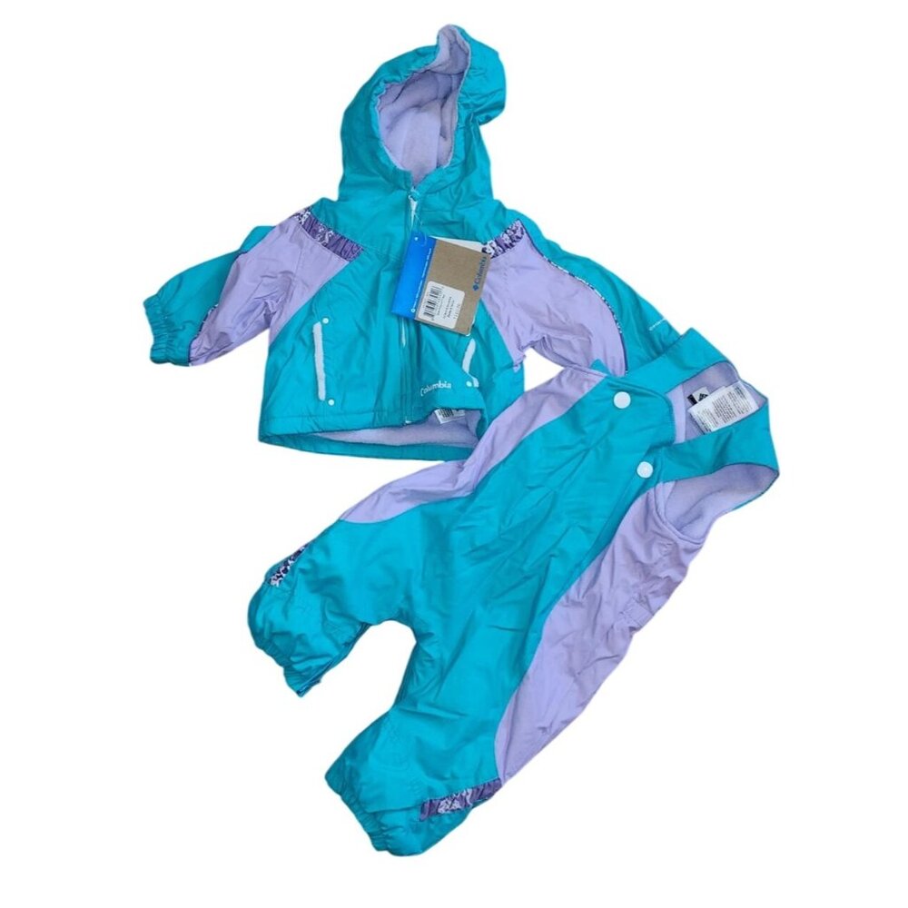 New Baby Girl Columbia Edie Princess Snow Bibs Winter Coat Purple Blue 6 Months